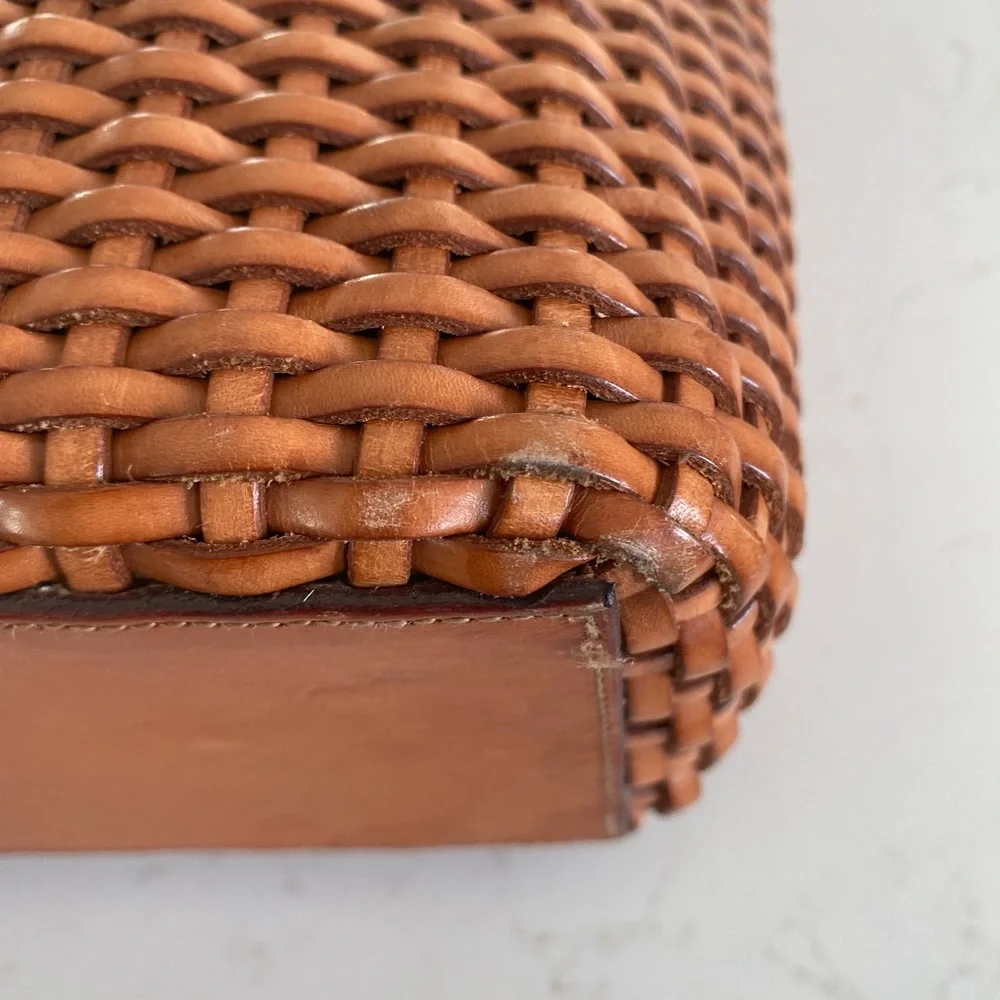 Falor le Borse Leather Woven Tote Bag Purse - Picture 11 of 16